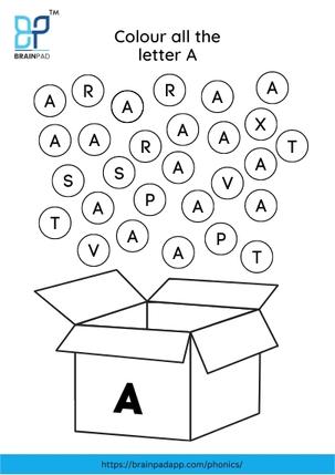 find and color the letter a