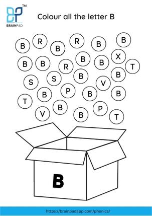 find and color the letter b