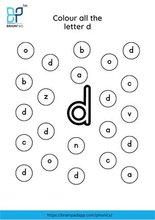 find and color the letter d