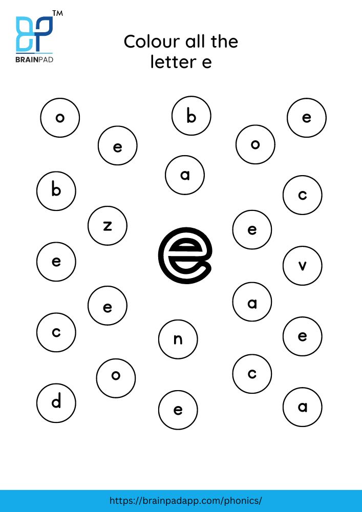 find and color the letter e