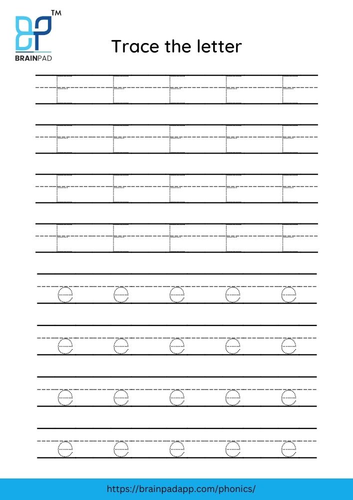 trace the capital and small letter e