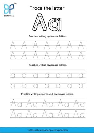 trace the capital and small letter A