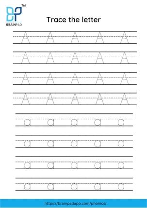 trace the capital and small letter a