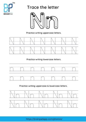 trace the capital and small letter n