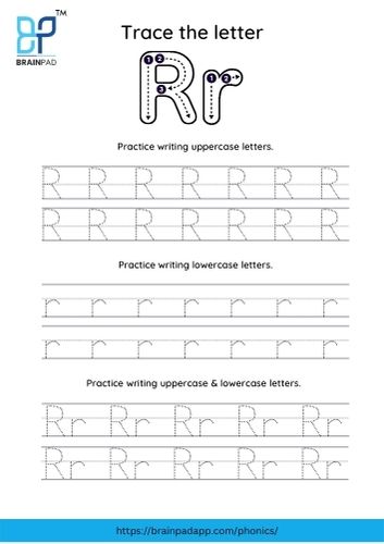 trace the capital and small letter r