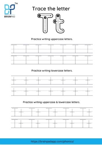 trace the capital and small letter t