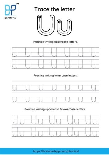 trace the capital and small letter u