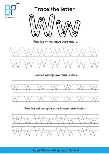 trace the capital and small letter w