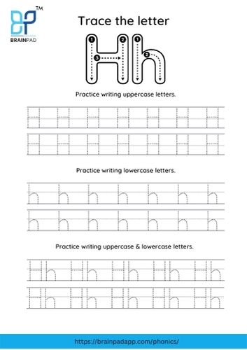 trace the capital and small letter h