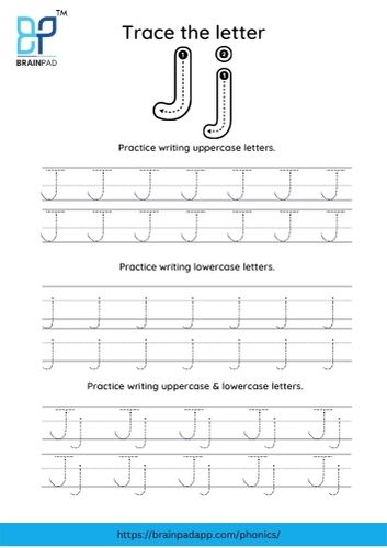 trace the capital and small letter j