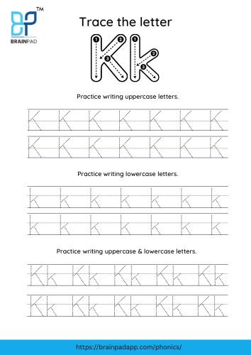 trace the capital and small letter k