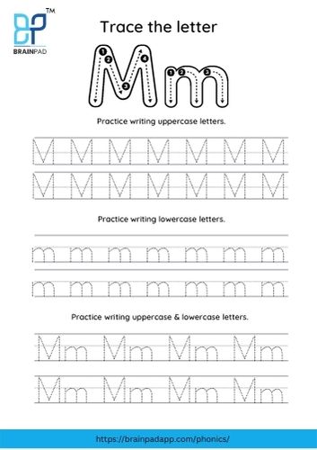 trace the capital and small letter m