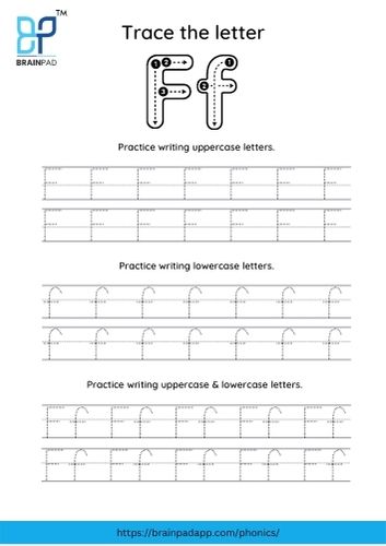 trace the capital and small letter F