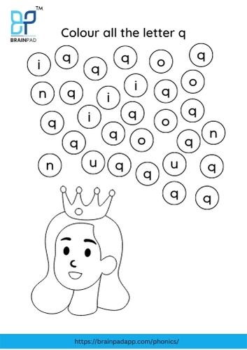 find and color the letter q