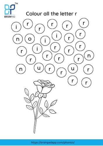 find and color the letter r