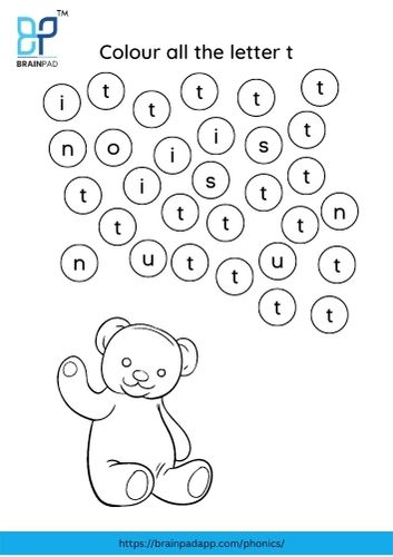 find and color the letter t