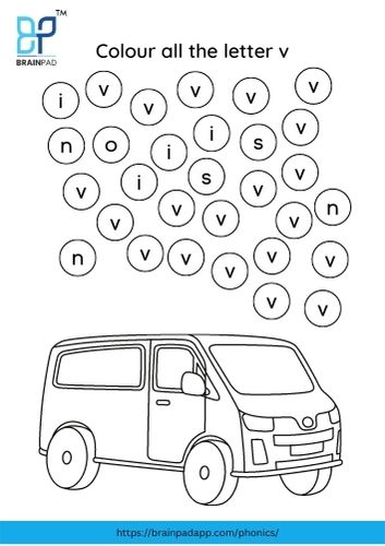 find and color the letter v