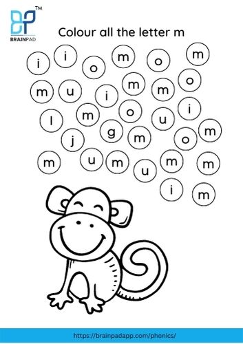 find and color the letter m