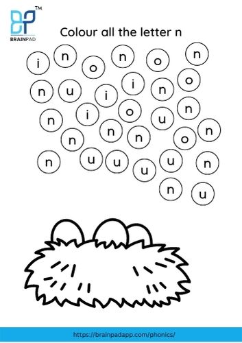 find and color the letter n