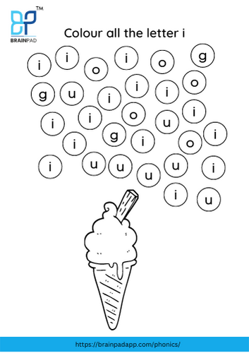 find and color the letter i