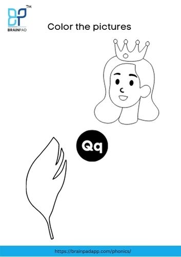 color the letter words q