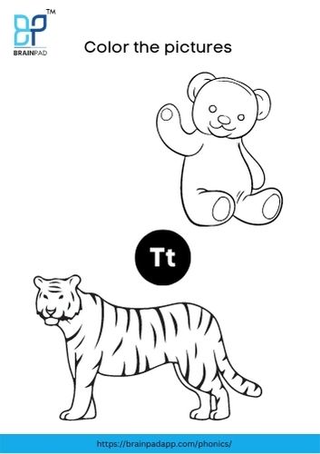 color the letter words t