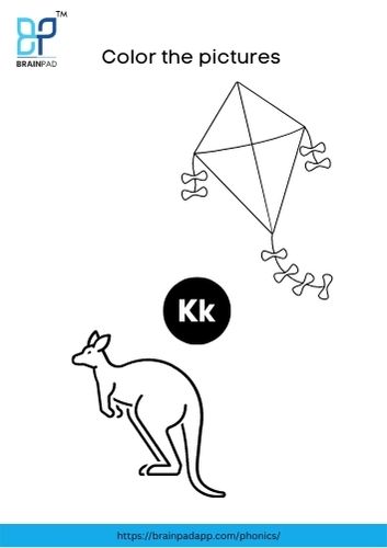 color the letter words k