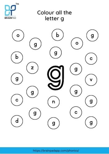 find and color the letter g