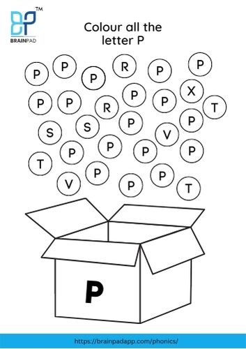 find and color the letter p