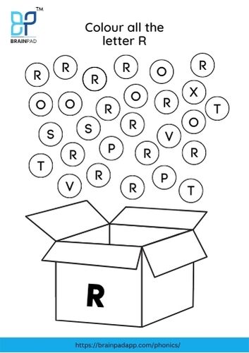 find and color the letter r