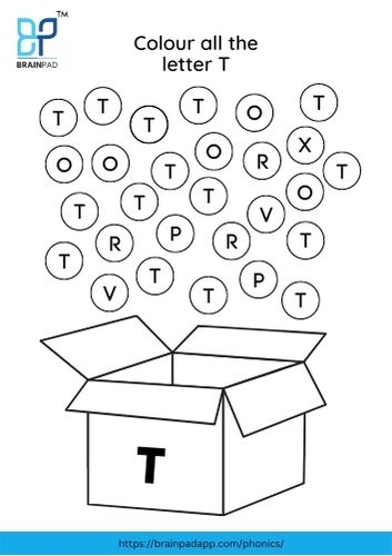 find and color the letter t