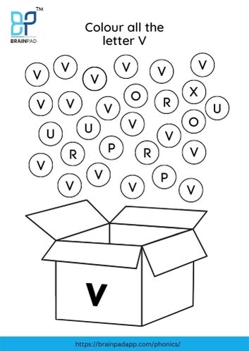 find and color the letter v