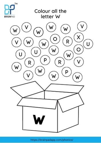 find and color the letter w