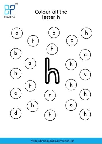 find and color the letter h