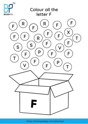 find and color the letter f