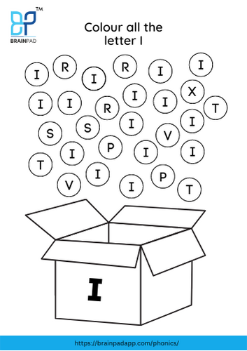 find and color the letter i