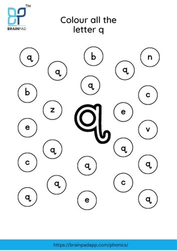 find and color the letter q