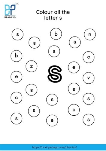 find and color the letter s