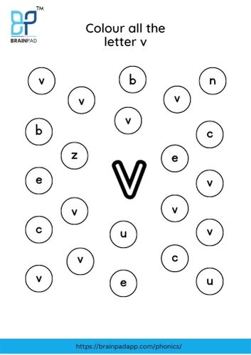 find and color the letter v