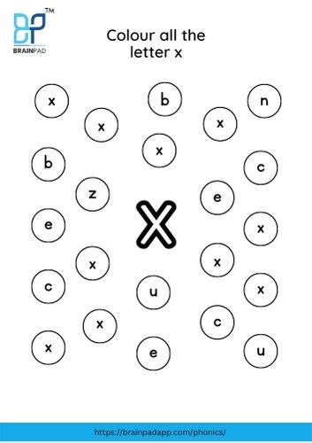 find and color the letter x