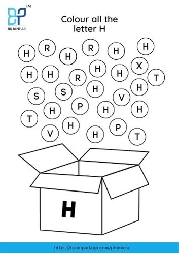 find and color the letter h