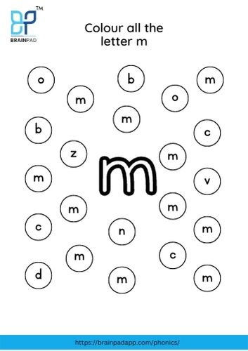 find and color the letter m