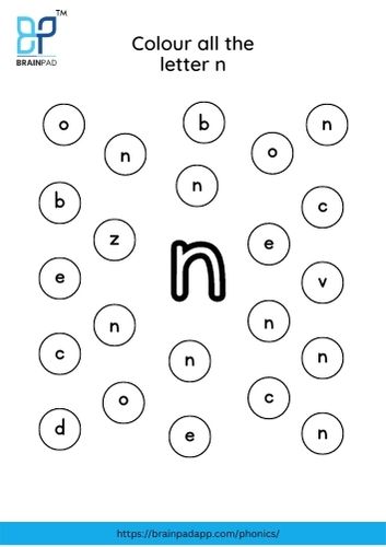 find and color the letter n