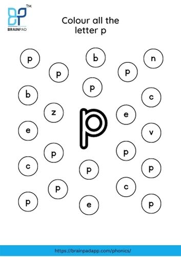 find and color the letter p