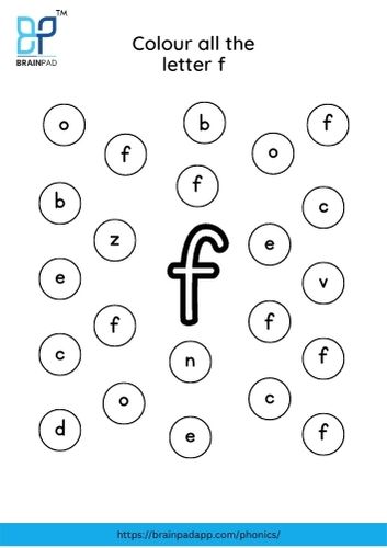 find and color the letter f